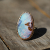 Vertical Boulder Opal Silver and 14k Rose Gold Top Ring