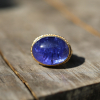 All Gold Tanzanite Oval /Ruffled Ring
