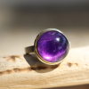 Round Amethyst Silver and Gold Ring