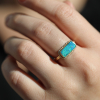 Rectangular Australian Crystal Opal All Gold Ring