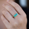 Rectangular Australian Crystal Opal All Gold Ring