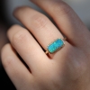 Rectangular Australian Crystal Opal All Gold Ring