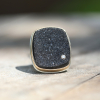 Rectangular Black Drusy and Diamond Ring