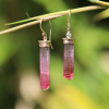Pink Tourmaline Crystal Earrings