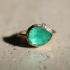 Rose Cut All Gold Emerald Ring with Diamonds