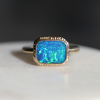 All Gold Rectangular Australian Opal Doublet Ring