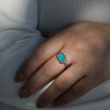 All Gold Rectangular Australian Opal Doublet Ring