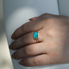 All Gold Rectangular Australian Opal Doublet Ring