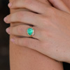 Rose Cut All Gold Emerald Ring with Diamonds