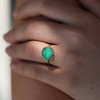 Rose Cut All Gold Emerald Ring with Diamonds