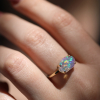 All Gold Mexican Fire Opal Prong Ring