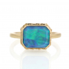 Rectangular All Gold Australian Opal Ring