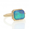 Rectangular All Gold Australian Opal Ring