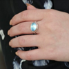 Oval Aquamarine Silver and Rose Gold Ring