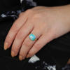 Rectangular Opalized Wood 14k Gold Ring