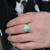 Rectangular Opalized Wood 14k Gold Ring