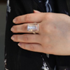 Checkerboard Rose Quartz Vertical Ring