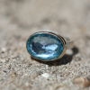 Oval Sky Blue Topaz Silver and Gold Ring