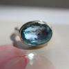 Oval Sky Blue Topaz Silver and Gold Ring