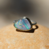 Asymmetrical Boulder Opal Silver and Gold Ring