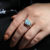 Asymmetrical Boulder Opal Silver and Gold Ring