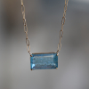 Rectangular Aquamarine Gold Prong Necklace