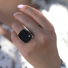 Rectangular Black Drusy and Diamond Ring