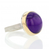 Round Amethyst Silver and Gold Ring