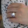 Oval Rose Cut Lavender Amethyst Ring with Diamond