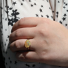 Mexican Fire Opal All Gold Prong Ring