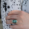 Faceted Moss Aquamarine Ring