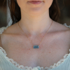 Rectangular Aquamarine Gold Prong Necklace