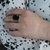 Vertical Asymmetrical Obsidian Ring with Diamond
