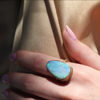 Teardrop Vertical Boulder Opal All Gold Ring