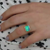 Rectangular All Gold Australian Opal Ring