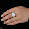 Oval Faceted White Rainbow Moonstone Ring