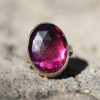 Vertical Oval Rose Cut Pink Tourmaline Ring