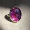 Vertical Oval Rose Cut Pink Tourmaline Ring