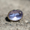 Oval Rose Cut Lavender Amethyst Ring with Diamond