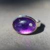 Smooth Oval Amethyst Ring with Diamond