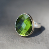 Asymmetrical Checkerboard Green Tourmaline Ring