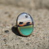 Oval Vertical Landscape Agate Ring with Diamond