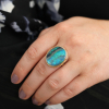 Large Australian Black Opal Ring