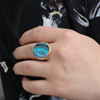 Large Australian Black Opal Ring
