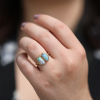 All Gold Double Asymmetrical Opalized Clam Shell Ring