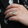 All Gold Double Asymmetrical Opalized Clam Shell Ring