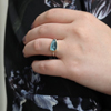 Small Teardrop Inverted Moss Aquamarine Ring