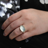 Smooth Oval Pale Green Moonstone Ring