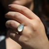 Smooth Oval Pale Green Moonstone Ring