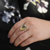 Asymmetrical Golden Rutilated Quartz Ring